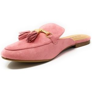 Victoria K Shoes - Women Suede Mules with Tassels, HK-7081, Pink Victoria K Shoes - Women Suede Mules with Tassels, HK-7081, Pink